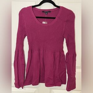 Chadwicks XL Ribbed Knit Peplum Sweater Top Berry Pink Empire Waist
